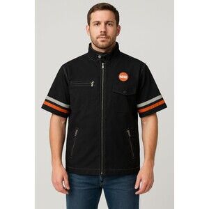 NOS Nitrous Oxide Systems Black Short Sleeve Racing Jacket M Reflective